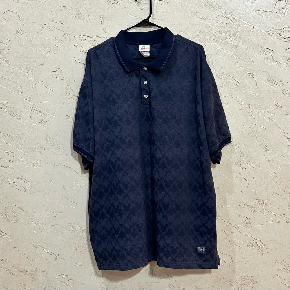 Vintage Disney Men’s All-Over Mickey Mouse Navy Knit Collared Shirt size XXL
